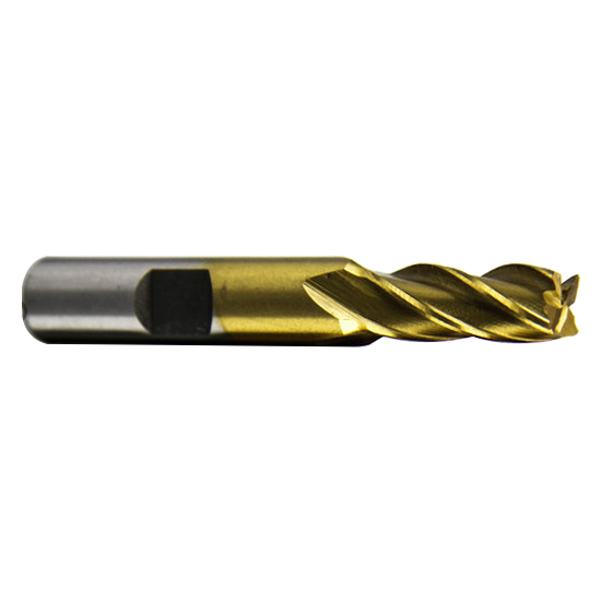 All Industrial 14508 | 3/8" X 3/8" X 3/4" X 2-1/2" 4 Flute High Speed Steel TiN Single End Mill