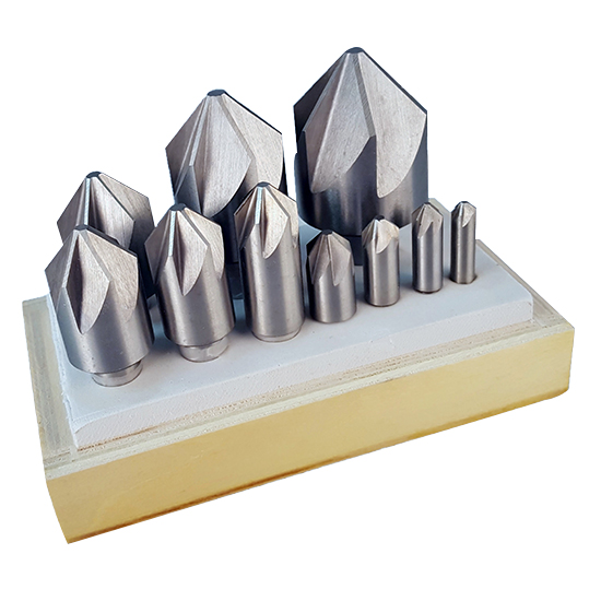 All Industrial 10515 | 10pc 1/4 - 1-1/2" 82 Degree 6 Flute High Speed Steel Countersink Set