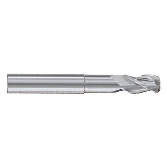 YG1 E5G98917 | 1/2" Diameter x 1/2" Shank x 5/8" LOC x 1-3/8" LBS x 3" OAL x 0.090" Radius x 37 Degree Helix Angle 3 Flute Bright Coated Carbide E5G98 Corner Radius End Mill