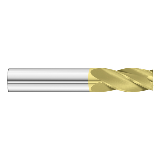 Fullerton Tool 32326 | 1/16" Diameter x 1/8" Shank x 1/4" LOC x 1-1/2" OAL 4 Flute TiN Solid Carbide Square End Mill