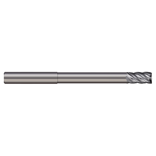 Micro 100 VLR-250-5 | 1/4" Diameter x 1/4" Shank x 1/2" LOC x 4" OAL 5 Flute Uncoated Carbide Square End Mill For Steels & High Temperature Alloys