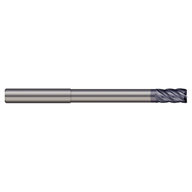 Micro 100 VLR-375-5K | 3/8" Diameter x 3/8" Shank x 3/4" LOC x 4" OAL 5 Flute nACRo Coated Carbide Square End Mill For Steels & High Temperature Alloys