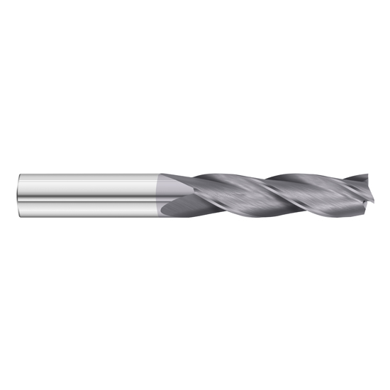 Fullerton Tool 30189 | 1/2" Diameter x 1/2" Shank x 1-1/4" LOC x 3" OAL 3 Flute TiAlN Solid Carbide Square End Mill