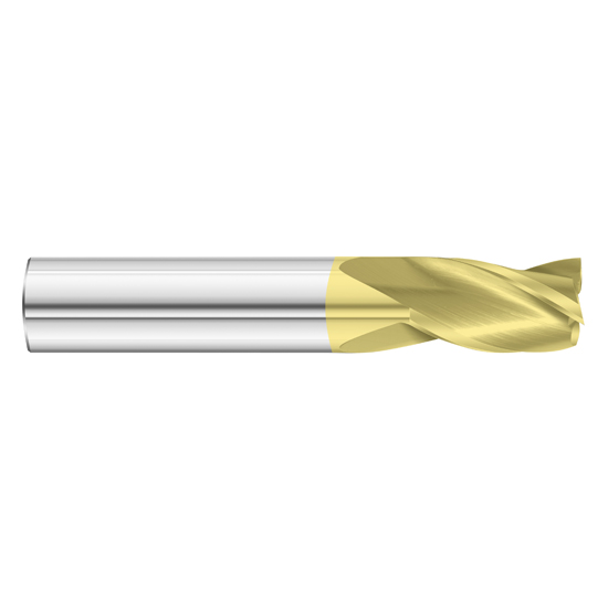 Fullerton Tool 30456 | 3/32" Diameter x 1/8" Shank x 3/8" LOC x 1-1/2" OAL 3 Flute TiN Solid Carbide Square End Mill