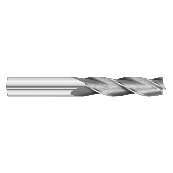 Fullerton Tool 33080 | 3/4" Diameter x 3/4" Shank x 2-1/2" LOC x 5" OAL 3 Flute Uncoated Solid Carbide Square End Mill