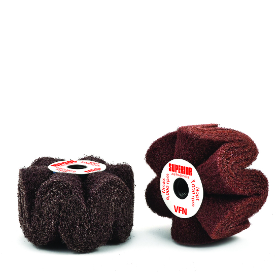 Superior Abrasives 54820 | SHUR-BRITE 4" x 2" x 5/8"-11 Fine Aluminum Oxide Heavy Duty Seamless Satin Wheel for Angle Grinders