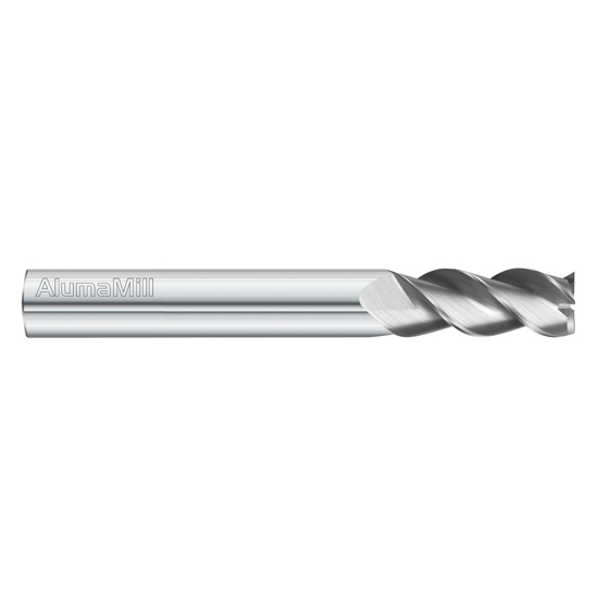 Fullerton Tool 38400 | 1" Diameter x 1" Shank x 2-1/2" LOC x 5" OAL 3 Flute Uncoated Solid Carbide Square End Mill