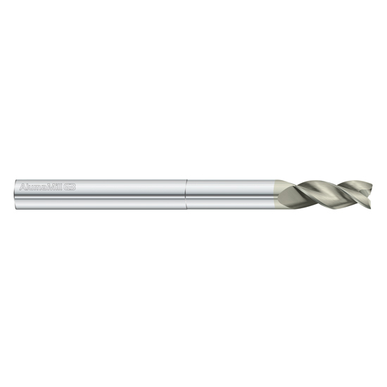 Fullerton Tool 27011 | 3/16" Diameter x 3/16" Shank x 5/8" LOC x 2" OAL 3 Flute FC5 Solid Carbide Square End Mill