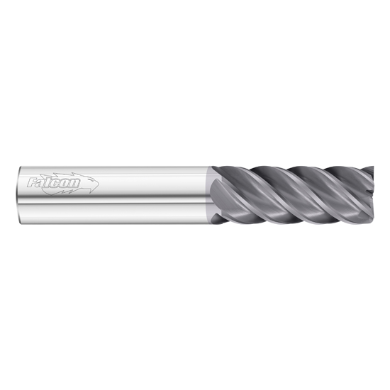 Fullerton Tool 38172 | 1" Diameter x 1" Shank x 2" LOC x 4" OAL 5 Flute TiAlN Solid Carbide Square End Mill