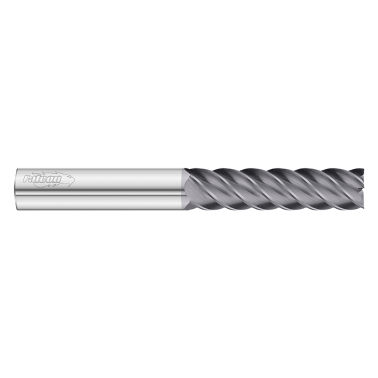 Fullerton Tool 38182 | 3/8" Diameter x 3/8" Shank x 2" LOC x 4" OAL 5 Flute TiAlN Solid Carbide Square End Mill