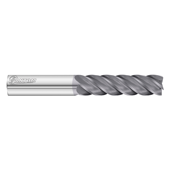 Fullerton Tool 34733 | 1/2" Diameter x 1/2" Shank x 1-5/8" LOC x 4" OAL 5 Flute FC18 Solid Carbide Square End Mill