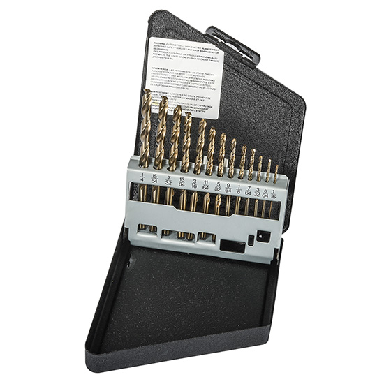 Precision Twist Drill 099944 | 13pc 1/16-1/4" x 64ths 135 Degree Cobalt High Speed Steel Bronze Jobber Length Drill Set
