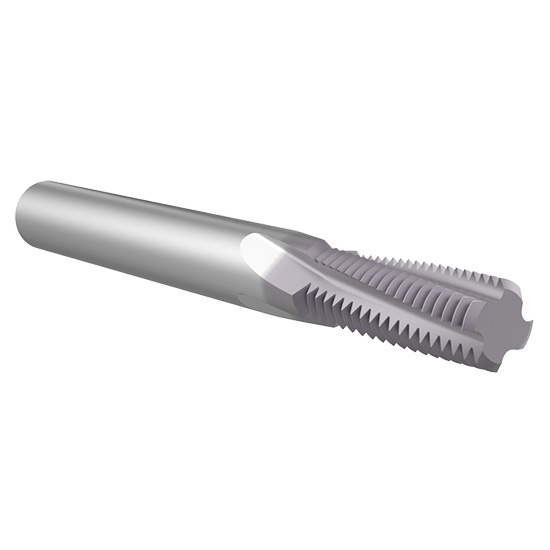Allied Machine and Engineering TM75010 | 3/4"-10 UN x 0.495" Diameter x 0.500" Shank x 1.250" LOC x 3.500" OAL 4 Flute TiAIN Coated Helical Flute Thread Mill