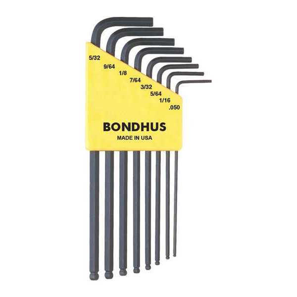 Bondhus 10932 | 8pc 0.050 - 5/32" L-Key Ball End Hex Key Set