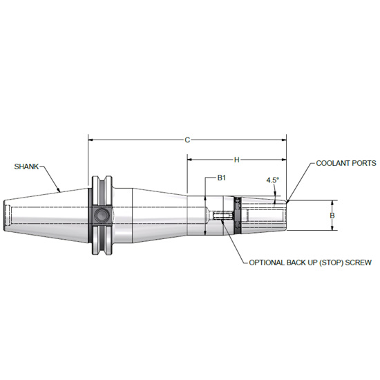 Parlec C40A-62SF630-9C | 5/8" Hole Diameter x 6.30" Projection CAT40 1.06" Nose Diameter 25,000 RPM Through Coolant Shrink Fit Tool Holder & Adapter