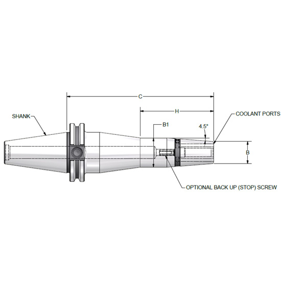 Parlec C50A-10SF630-9C | 1" Hole Diameter x 6.30" Projection CAT50 1.73" Nose Diameter 25,000 RPM Through Coolant Shrink Fit Tool Holder & Adapter