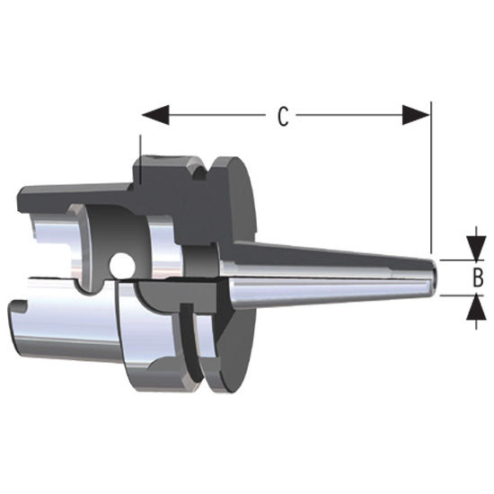 Parlec H63A-18SF315-9 | 3/16" Hole Diameter x 3.15" Projection HSK63A 0.39" Nose Diameter 25,000 RPM Shrink Fit Tool Holder & Adapter