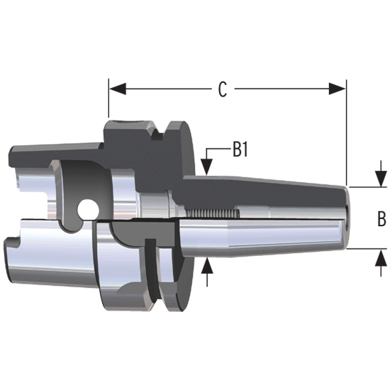 Parlec H100A-38SF354-9 | 3/8" Hole Diameter x 3.54" Projection HSK100A 0.94" Nose Diameter 25,000 RPM Shrink Fit Tool Holder & Adapter