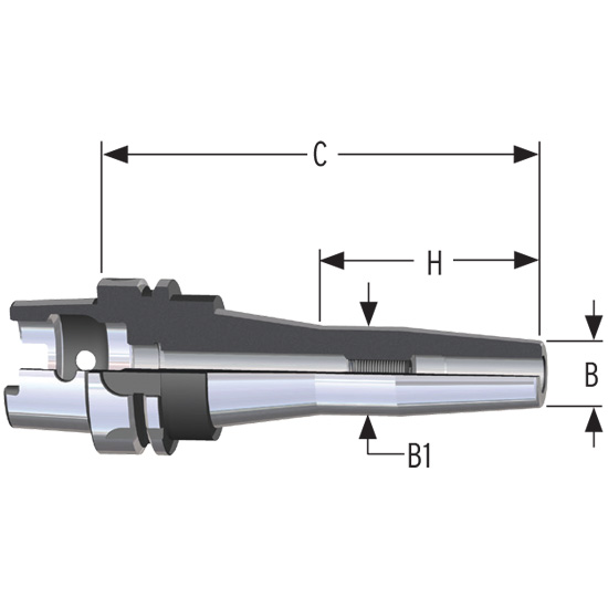 Parlec H100A-75SF630-9 | 3/4" Hole Diameter x 6.30" Projection HSK100A 1.30" Nose Diameter 25,000 RPM Shrink Fit Tool Holder & Adapter
