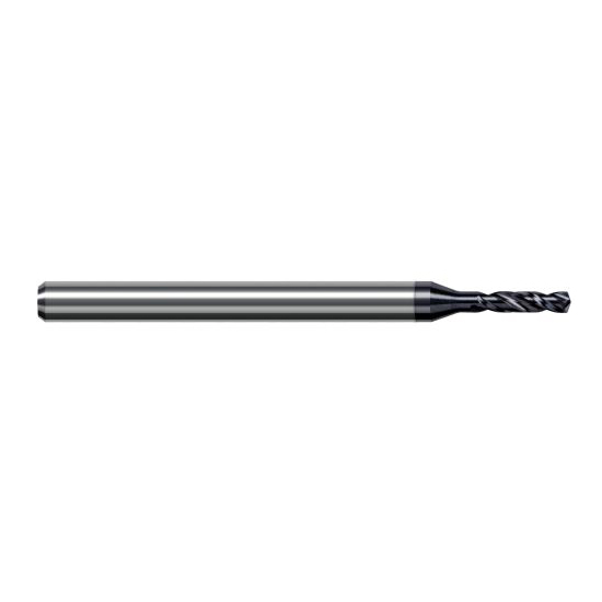 Harvey Tool CSG0270-C6 | 0.686mm Diameter x 3.000mm Shank x 50.000mm OAL 140 Degree Drill Point AlTiN Nano Coated Solid Carbide Micro Drill Bit