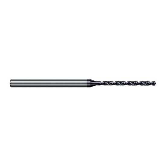 Harvey Tool EFG0250-C6 | 0.635mm Diameter x 3.000mm Shank x 50.000mm OAL 140 Degree Drill Point AlTiN Nano Coated Solid Carbide Micro Drill Bit