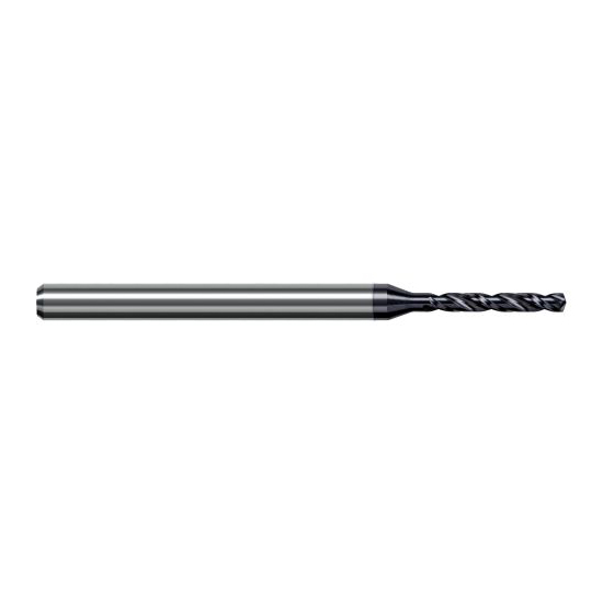Harvey Tool BGN0468-C6 | 1.190mm Diameter x 3.000mm Shank x 50.000mm OAL 140 Degree Drill Point AlTiN Nano Coated Solid Carbide Micro Drill Bit