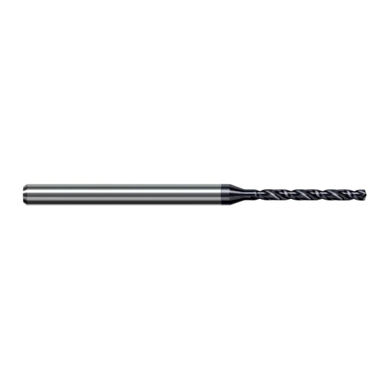 Harvey Tool ARY1093-C6 | 2.778mm Diameter x 4.000mm Shank x 63.000mm OAL 140 Degree Drill Point AlTiN Nano Coated Solid Carbide Micro Drill Bit