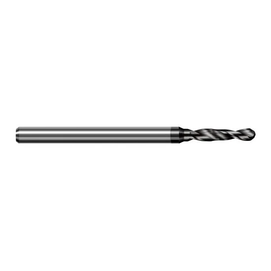 Harvey Tool DDA0960-C4 | 2.438mm Diameter x 4.000mm Shank x 63.000mm OAL 130 Degree Drill Point Amorphous Diamond Coated Solid Carbide Micro Drill Bit