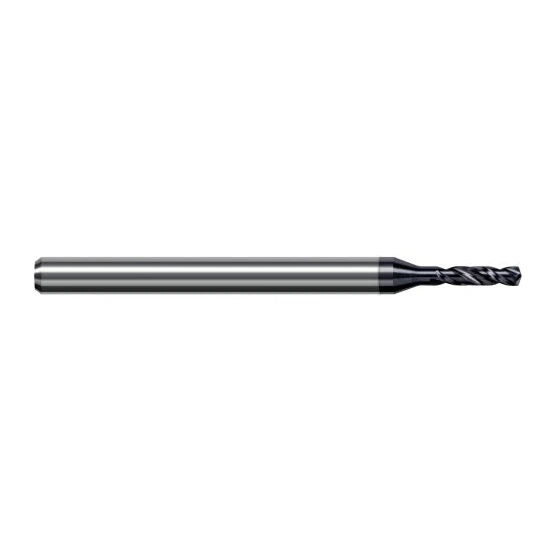 Harvey Tool CSG1470-C6 | 3.733mm Diameter x 6.000mm Shank x 63.000mm OAL 140 Degree Drill Point AlTiN Nano Coated Solid Carbide Micro Drill Bit