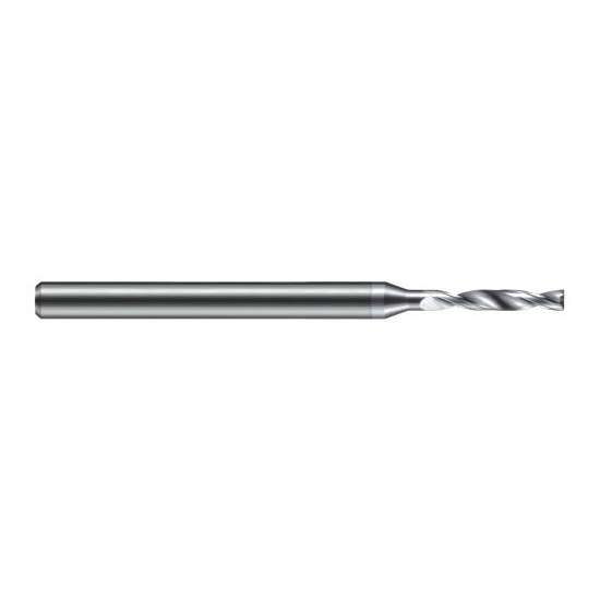 Harvey Tool FBD0995-C8 | 2.527mm Diameter x 4.000mm Shank x 63.000mm OAL 180 Degree Drill Point TiB2 Coated Solid Carbide Micro Drill Bit