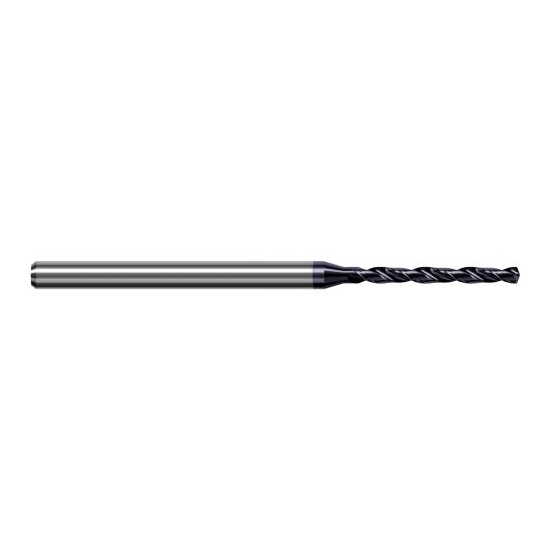 Harvey Tool EXP1470-C3 | 3.733mm Diameter x 6.000mm Shank x 100.000mm OAL 140 Degree Drill Point AlTiN Coated Solid Carbide Micro Drill Bit