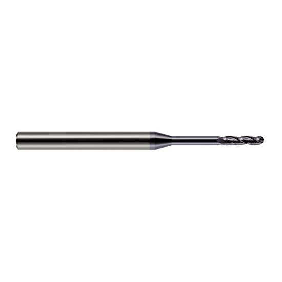 Harvey Tool 14812-C3 | 3/16" Diameter x 1.1250" LOC x 3/16" Shank x 3" OAL AlTiN Coated Carbide Miniature Ball Deburring End Mill