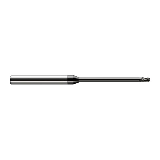 Harvey Tool 49215-C4 | 1/64" Diameter x 0.0220" LOC x 1/8" Shank x 2-1/2" OAL Amorphous Diamond Coated Carbide Miniature Ball Deburring End Mill