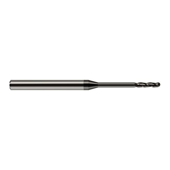 Harvey Tool 10250 | 0.0500" Diameter x 0.3000" LOC x 1/8" Shank x 2-1/2" OAL Amorphous Diamond Coated Carbide Miniature Ball Deburring End Mill