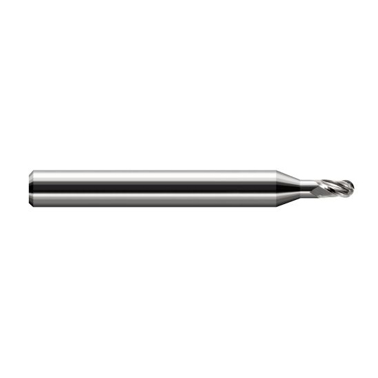 Harvey Tool 47910 | 0.0100" Diameter x 0.0150" LOC x 1/8" Shank x 2-1/2" OAL Uncoated Carbide Miniature Ball Deburring End Mill