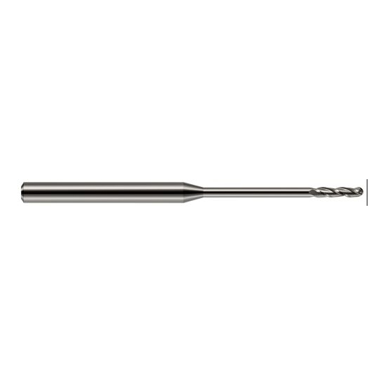 Harvey Tool 13855 | 0.0550" Diameter x 0.3850" LOC x 1/8" Shank x 2-1/2" OAL Uncoated Carbide Miniature Ball Deburring End Mill