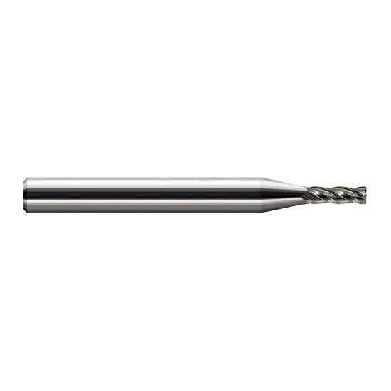 Harvey Tool 45285 | 0.0850" Diameter x 1/8" Shank x LOC x 1-1/2" OAL 0.0100" Radius Uncoated Carbide Corner Radius End Mill