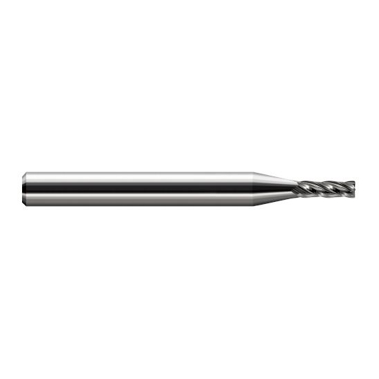 Harvey Tool 44799 | 0.100" Diameter x 1/8" Shank x 0.300" LOC x 1.500" OAL 2 Flute Uncoated Carbide Corner Radius End Mill