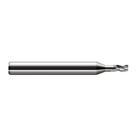 Harvey Tool 944993 | 3/32" Diameter x 1/8" Shank x LOC x 2-1/2" OAL 0.0150" Radius Uncoated Carbide Corner Radius End Mill