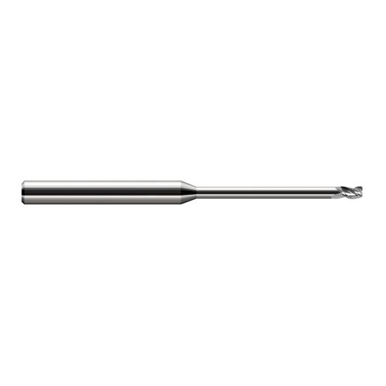 Harvey Tool 39431 | 1/32" Diameter x 1/8" Shank x 0.046" LOC x 2-1/2" OAL x 0.005" Radius 3 Flute Uncoated Carbide Corner Radius End Mill