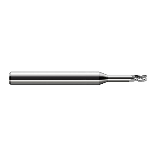 Harvey Tool 37190 | 0.090" Diameter x 1/8" Shank x 0.135" LOC x 2.500" OAL 3 Flute Uncoated Carbide Corner Radius End Mill