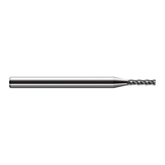 Harvey Tool 885062 | 1/16" Diameter x 1/8" Shank x 5/16" LOC x 2-1/2" OAL 0.0150" Radius Uncoated Carbide Corner Radius End Mill
