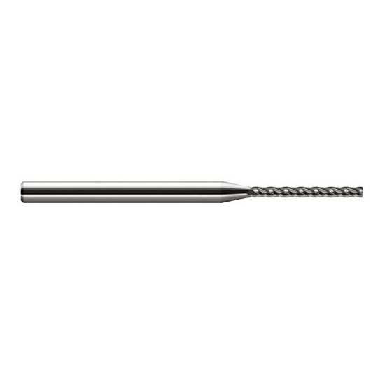 Harvey Tool 849262 | 1/16" Diameter x 1/8" Shank x 5/8" LOC x 2-1/2" OAL 0.0100" Radius Uncoated Carbide Corner Radius End Mill