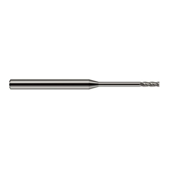 Harvey Tool 992525 | 0.025" Diameter x 1/8" Shank x 0.075" LOC x 1.500" OAL 4 Flute Uncoated Carbide Square End Mill