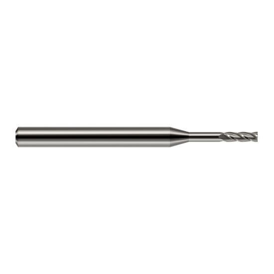 Harvey Tool 76490 | 0.090" Diameter x 1/8" Shank x 0.270" LOC x 1.500" OAL 4 Flute Uncoated Carbide Square End Mill