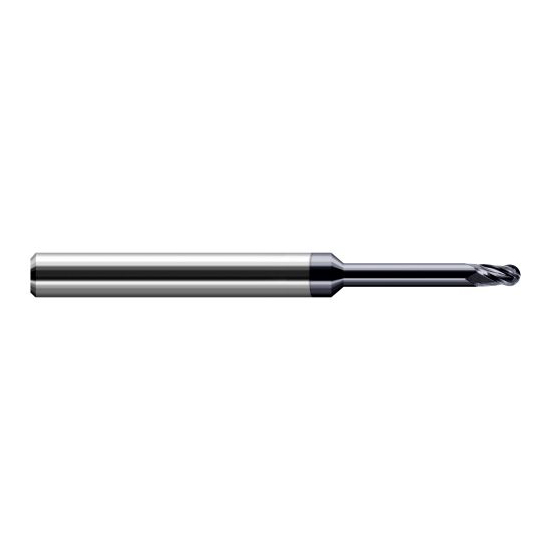 Harvey Tool 971013-C3 | 0.600mm Diameter x 4.000mm Shank x 0.900mm LOC x 50.000mm OAL 4FL AlTiN Coated Carbide Ball End Mill