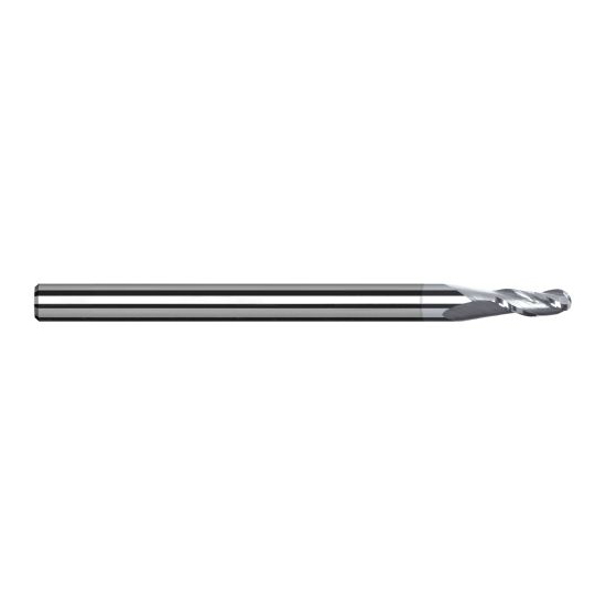 Harvey Tool 958162-C8 | 1/16" Diameter x 1/8" Shank x 3/32" LOC x 1-1/2" OAL 3FL TiB2 Coated Carbide Ball End Mill