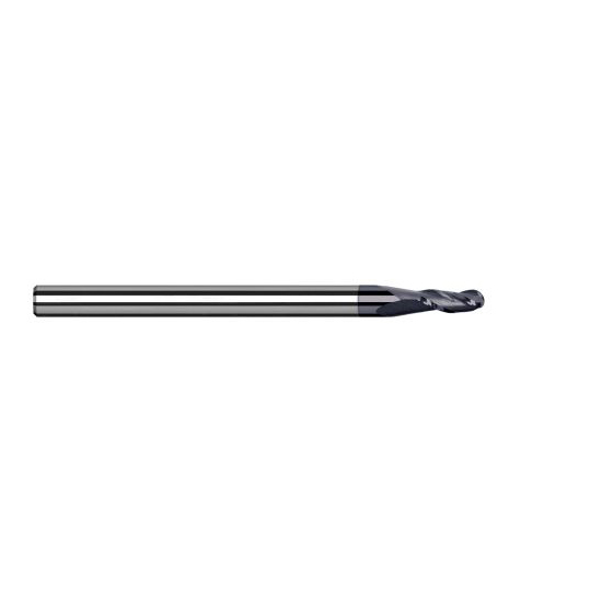 Harvey Tool 944210-C6 | 0.0100" Diameter x 1/8" Shank x 1/64" LOC x 1-1/2" OAL 3FL AlTiN Nano Coated Carbide Ball End Mill