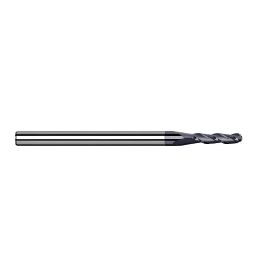 Harvey Tool 970510-C6 | 0.0100" Diameter x 1/8" Shank x 0.0300" LOC x 1-1/2" OAL 3FL AlTiN Nano Coated Carbide Ball End Mill