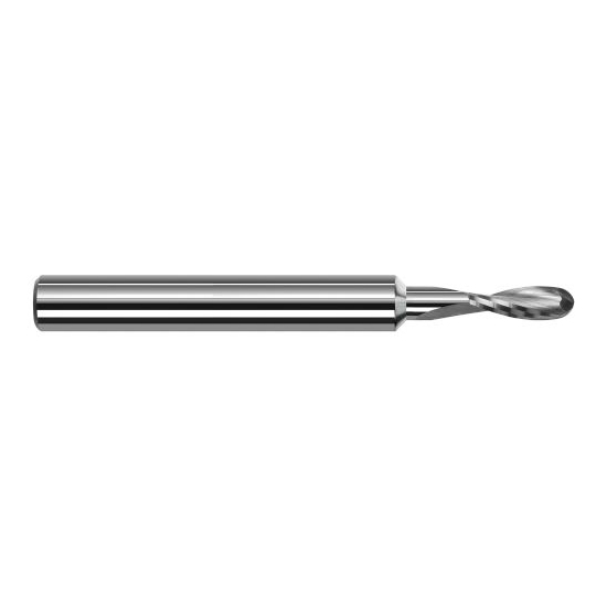 Harvey Tool 964608 | 1/8" Diameter x 1/8" Shank x 3/8" LOC x 1-1/2" OAL 2FL Uncoated Carbide Ball End Mill